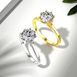 S925 Sterling Silver Ins Cute Mosan Diamond Ring D Color Moissanite 14K Gold Polated Wedding Engagement Band Fing Rings Prong Set Top Kwaliteit Bridal Jewelry Gifts