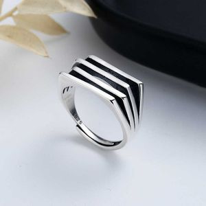 S925 STERLING Silver Ins Style Irrégulet Multi-couche Ring Cool Street Index Ring Femme