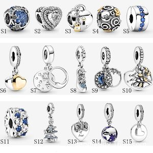 Bijoux en argent sterling S925 Diy Beads avec CZ Convient pandora Ale Charm For Pandoras Bracelets pour femmes Couleur bleu européen faire BraceletNecklace Accessoires