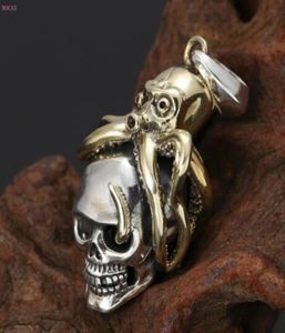 S925 Collier de bijoux en argent sterling Pendent thai Silver Personalité Tendances Fashion Octopus Skull Pendant For Men Ane Women9670957