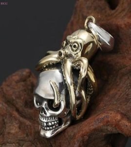 S925 Collier de bijoux en argent sterling Pendant les tendances de la personnalité argentée thaïlandaise Poctopus Skull Pendant pour hommes Ane Women3777255