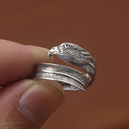 S925 Sterling zilveren sieraden retro thai ringen heren takahashi goro adelaar hoofd veerring 240420