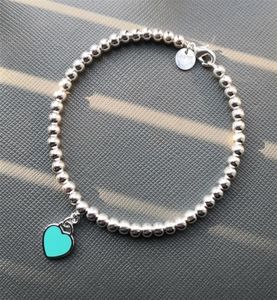 S925 argent sterling dames classique émail en forme de coeur étiquette 4m bracelet de perles cadeaux de vacances populaires européens et américains pour dames 203793450