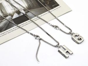 Collar con colgante de letra de plata de ley S925, joyería de moda para hombres y mujeres