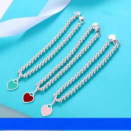 S925 bracelet d'amour en argent sterling bracelet bijoux de créateur belle bleu rose rouge pendentif coeur bracelets de tennis pour les femmes