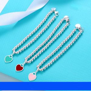 S925 Sterling Silver Love Bracelet Bangle Designer Bijoux Lovely Blue Pink Red Heart Pendant Tennis For Women