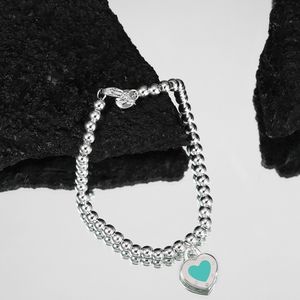 S925 argento sterling amore cuore braccialetto di design braccialetto gioielli adorabili blu rosa cuori rossi 4mm perline fascino da tennis eleganti bracciali braccialetti