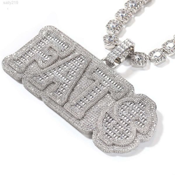 S925 Sterling Silver Luxury Baguette Zircon Hip Hop Jewelry Nombre personal personalizado Collares de letras pendientes