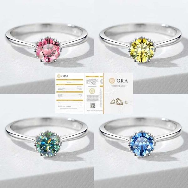 S925 Sterling Silver Moissanite Zircon Anillos de boda para mujeres platino chapado en 0,5ct seis garras de fábrica de joyas para mujeres ventas directas