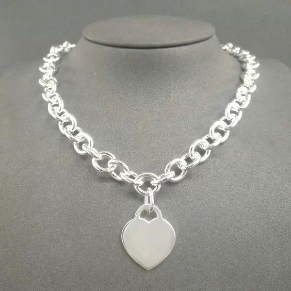 s925 collier en argent sterling pour les femmes classique en forme de coeur pendentif charme chaîne colliers marque de luxe bijoux collier Q0603 97eJ #