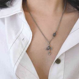 S925 collier en argent Sterling pour femmes croix rétro automne hiver Simple couronne collier de luxe bijoux en gros