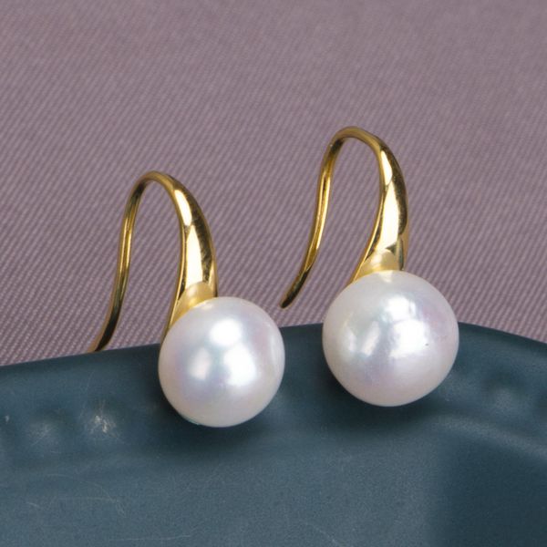Boucles d'oreilles pendantes en argent Sterling S925, plaquées or, anti-allergie, pour femmes, cadeau pour fille, perles naturelles d'eau douce