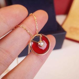 S925 Sterling Verzilverd netto rode Amulet Ketting vrouwelijke Fritillaria agaat Rose Goud Ronde sleutelbeen ketting vrouwelijke