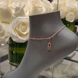 S925 STERLING SILP PLATING 14K Gold Fashion Anklet For Women Not Fade Not Allergic Move Series Mouvement en mouvement Pierre 240408