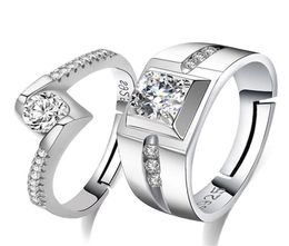 Bagues de promesse en argent Sterling S925, pour Couples amoureux, zircone redimensionnable, bijoux de fête de mariage, cadeau d'anniversaire WH859143111