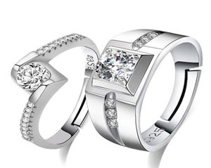 S925 Sterling Silver Promise Rings pour les amoureux des couples Resizable Zirconia Wedding Party Bijoux Anniversaire Gift Wh856877824