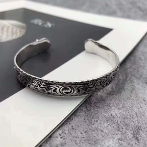 S925 argent sterling rétro motif double tête de tigre bracelet ouvert style punk mode hommes et femmes couples bijoux gifts317B