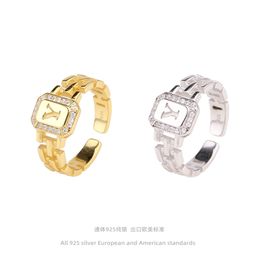 Bague en argent sterling S925, bijoux alphabet, anneau ouvert léger et luxueux