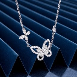 S925 plata esterlina Seiko Graff Phantom mariposa collar completo diamante hueco simple temperamento luz lujo alta versión cadena de clavícula