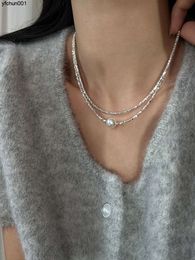 S925 Sterling zilveren Shijia Zhengyuan sterke lichte parel gebroken ketting met vrouwelijke minderheidsontwerp geavanceerde kraag kettinghals