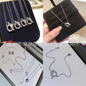 S925 sterling zilver kleine Q varkensneus ketting voor vrouwen 18K volledige diamanten oorbellen varkensneus hanger sleutelbeen ketting veelzijdig cadeau