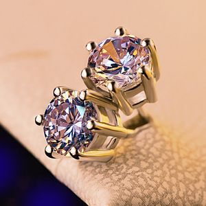 S925 Boucles d'oreilles en argent en argent sterling bling zircon diamant en pierre de fiançailles bijoux 280o