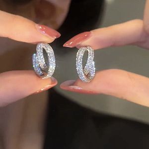 S925 Sterling zilveren oorknopjes Sprankelende luxe sieraden Pave 5A Kubieke Zirkonia CZ Diamant Edelsteen Merk Feest Dames Bruiloft Kruisoorbel Voor Moederdag Cadeau