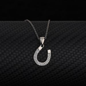 S925 Sterling Silver U -vormige Horseshoe Necklace Dames -Selling Simple Fashion Jewelry Zirkon Hanger Clailcicle Chain288V