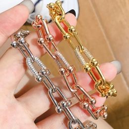 S925 Sterling Zilveren damesarmband met U-vormig slot Ringgesp 17-21 cm Luxe merk mode-sieraden Cadeau voor vriendin