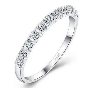 S925 Wedding Mix Grootte Ronde CZ Geplaatste gesimuleerde ringbanden Sieraden voor vrouwen Bague Anillos A2436 220719