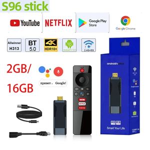 S96 Android TV Stick H313 2GB 16GB 2.4G 5G WiFi Bluetooth 5.0 Voz BT Control remoto Fire TV Stick 4K Sistema Androidtv Stock en Francia local