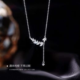 S999 Zilveren tarwe oorketting voor vrouwen zoete en elegante kleine en frisse sleutelbeenketen pure zilveren ketting valentijnsdag cadeau