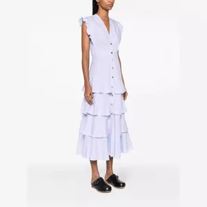 Sa-/ndro A-lijn rok voor dames, extra lange jurk met hoge taille en strepen