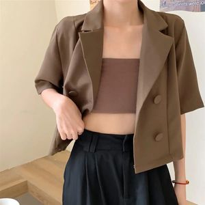 Sabinax femme Blazers d'été coréens mode couches courtes solides cardigan lâche à printemps mince manteau manteau femme vêtements 240417