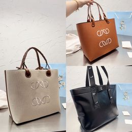 Anagram Tote bag Designer Basket Fold Shopper Bag en rafia Tote Bucket Shopping Gran capacidad Beach Summer Fashion Canvas Leather Bags