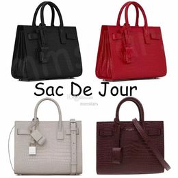 Sac De Jour Bolso Nano Más Grande Cocodrilo En Relieve Cuero Brillante Con Cerradura Bolso Hardware Tote Mujeres Hombres Latón Bolsos De Hombro Pies Pu276C