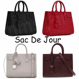 Sac De Jour Tas Nano Groter Reliëf Krokodil Glanzend Leer met Slot Handtas Hardware Tote Dames Heren Messing Schoudertassen Voeten Portemonnee Crossbody