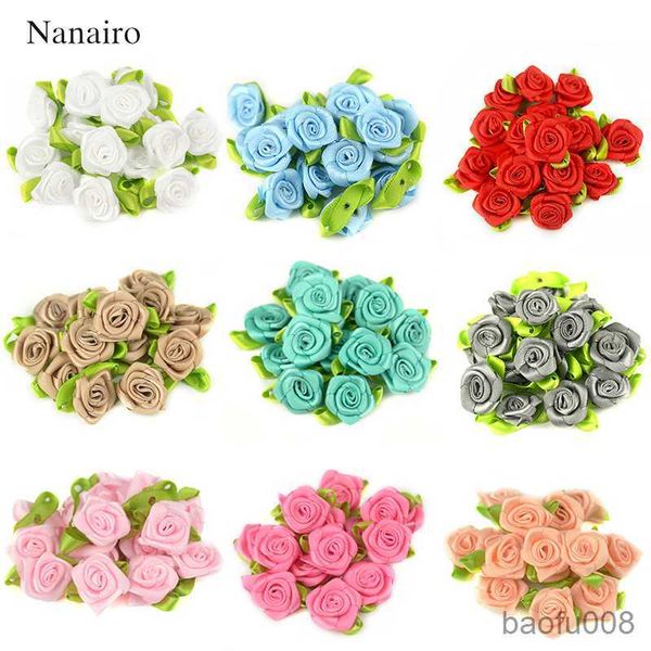 Bolsas de bolsitas 50 UNIDS 2 CM Seda Artificial Mini Cabezas de Flores de Rosa Hacer Cinta de Satén DIY Craft Scrapbooking Apliques Para la Decoración de La Boda R230605