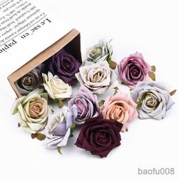 Bolsas de bolsitas 5 uds rosas de seda Retro boda decorativas flores falsas plantas artificiales novia barato Navidad decoración del hogar R230605