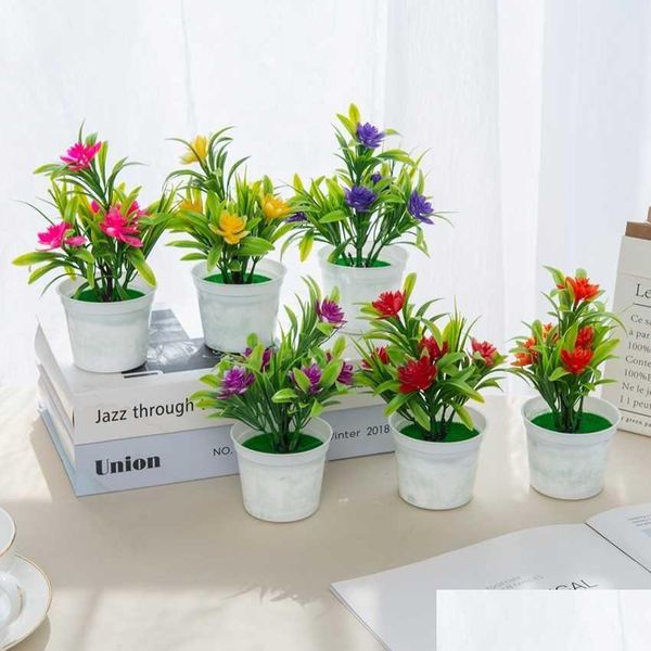 Sachet Sacs Fleurs artificielles Bonsai DIY Décor à la maison Ornemental Flowerpot Salle de bains Windowsill Mini en pot de mariage de Noël Decorati Dhi3N