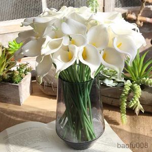 Sachet Bags White Fake Flower Artificial Lily for Home Decor Wedding Bridal Bouquet Home Table Flower Bouquet Decor R230605
