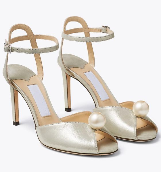 Sandalias de mujer Sacora SACARIA perla de diseñador de lujo Zapatos de vestir de boda nupciales elegantes tacones de plataforma Sandalias de cuero de perlas para mujer Zapato de tacón alto con tamaño de caja: 35-43