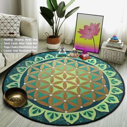 Géométrie sacrée Fleur de la vie Round tapis Mandala Carpet Yoga Méditation Mat Witchcraft Magic Circle Altar Tarot Crystal Grid Pad 240422