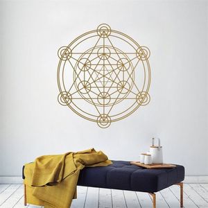 Heilige geometrie Wall Decal Metatron's Cube Alchemy Geometric Wall Vinyl Sticker Mural Poster voor muurlijncirkel Mandala J01290R