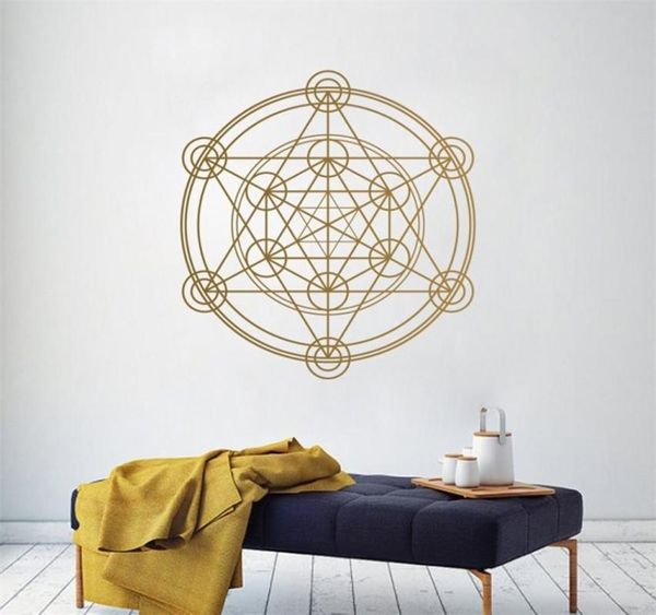 GÉOMÉTRIE SACÉE Sticker Mural Cube de Métatron Alchimie Géométrique Autocollant Mural Affiche Murale Pour mur Ligne Cercle Mandala J014 2103107777615