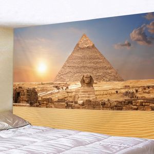 Pyramide sacré décoration intérieure hippie mur suspendu égypt voyage esthétique salle tapisserie de caisse de coussin serviette de plage 240411
