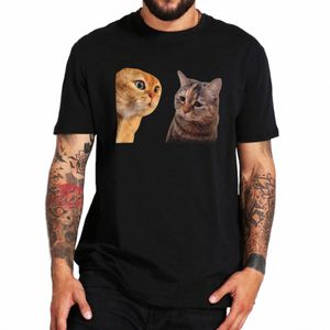 Trieste Kat Mewing T-shirt Grappige Twee Katten Praten Meme Y2k Grafische T-shirt Tops 100% Cott Zacht Unisex T-shirt Voor Mannen Vrouwen EU Maat 95kH #