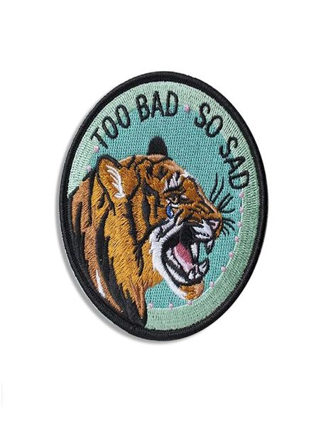 Triste tigre couture notions patchs brodés fer sur Animal Patch pour vêtements chapeaux sacs veste personnalisé Badge5187092