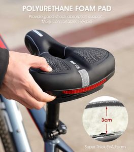 Saddles Bicycle Grote zachte verdikte 3D -gel pad Sponge Cushion Reflective Mountain Road Bike Saddle Comfortabele stoelaccessoires 0131