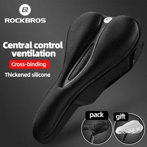 Saddles RockBros Cycling MTB Bike Bicycle Saddle Liquid Siliconen Gels Kussen Cover Hollow Breathable Soft Seat Bike Accessories 0131